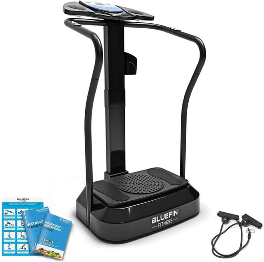 Bluefin Fitness Vibrationsplatte Pro-Modell, leise Motoren, verbessertes Design, eingebaute Lautsprecher