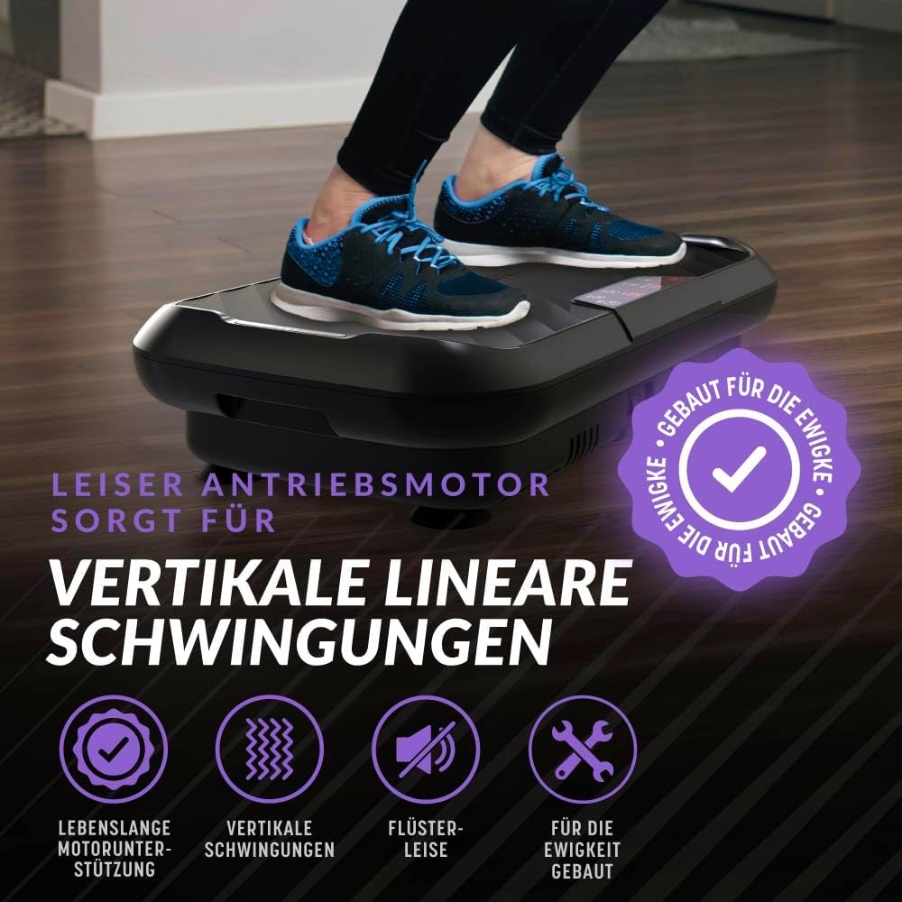 Bluefin Fitness Vibrationsplatte, Muskelaufbau, Ganzkörpertraining, Kompakt, Widerstandsbänder, Leiser Motor für Zuhause