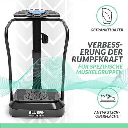 Bluefin Fitness Vibrationsplatte Pro-Modell, leise Motoren, verbessertes Design, eingebaute Lautsprecher