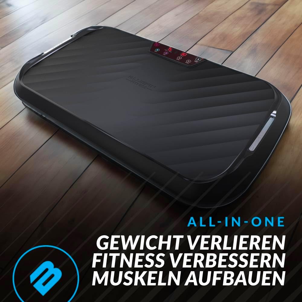 Bluefin Fitness Vibrationsplatte, Muskelaufbau, Ganzkörpertraining, Kompakt, Widerstandsbänder, Leiser Motor für Zuhause