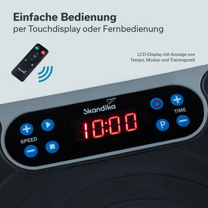 Skandika Vibrationsplatte V2, 99 Stufen, Oszillierende Vibration, Trainingsbänder, LCD-Bildschirm, Curved Design, Leiser Motor