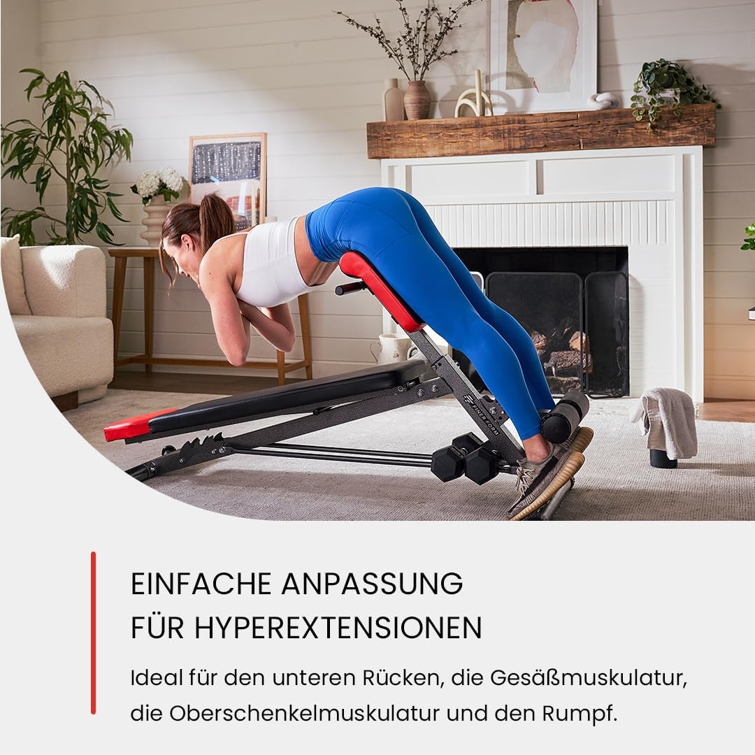 FF Finer Form Multifunktionale Hantelbank, Rückenverlängerung, Schrägbank, Flachbank, verstellbar für Ganzkörpertraining