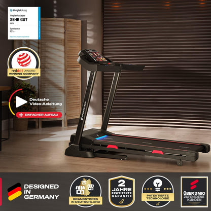 Sportstech F31s Profi Laufband, 16 km/h, 4.5 PS, Bluetooth APP, LED, Tablethalterung, klappbar, max. 120 kg