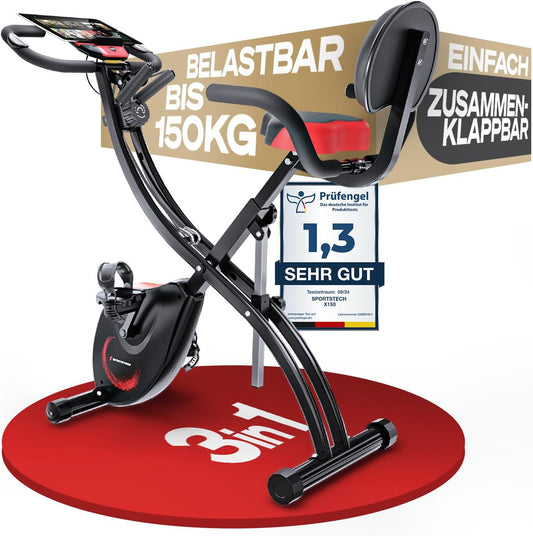 Sportstech Ergometer klappbar, Hometrainer Bike 120kg, Fitness Fahrrad, App mit Live-Kursen, X150 Bike