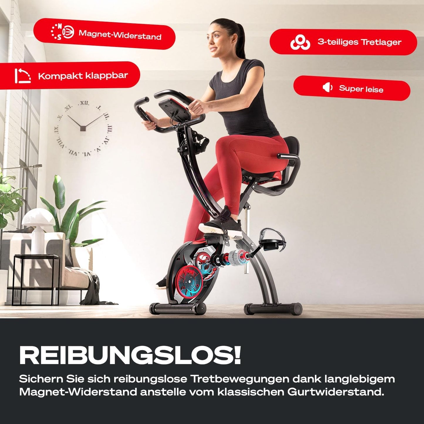 Sportstech Ergometer klappbar, Hometrainer Bike 120kg, Fitness Fahrrad, App mit Live-Kursen, X150 Bike