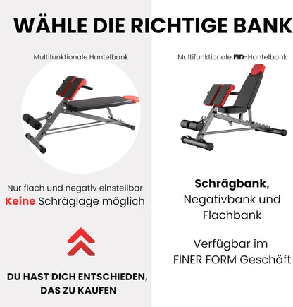 FF Finer Form Multifunktionale Hantelbank, Rückenverlängerung, Schrägbank, Flachbank, verstellbar für Ganzkörpertraining