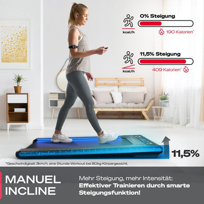 Sportstech Laufband für Zuhause, Walking Pad, 1-6km/h, geräuscharm, 120 kg, kompakt, LCD Display, App-kompatibel