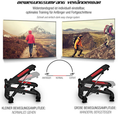 Sportstech 2in1 Twister Stepper mit Power Ropes, STX300, Dreh- & Sidestepper, Display, Widerstand, für Anfänger & Fortgeschrittene