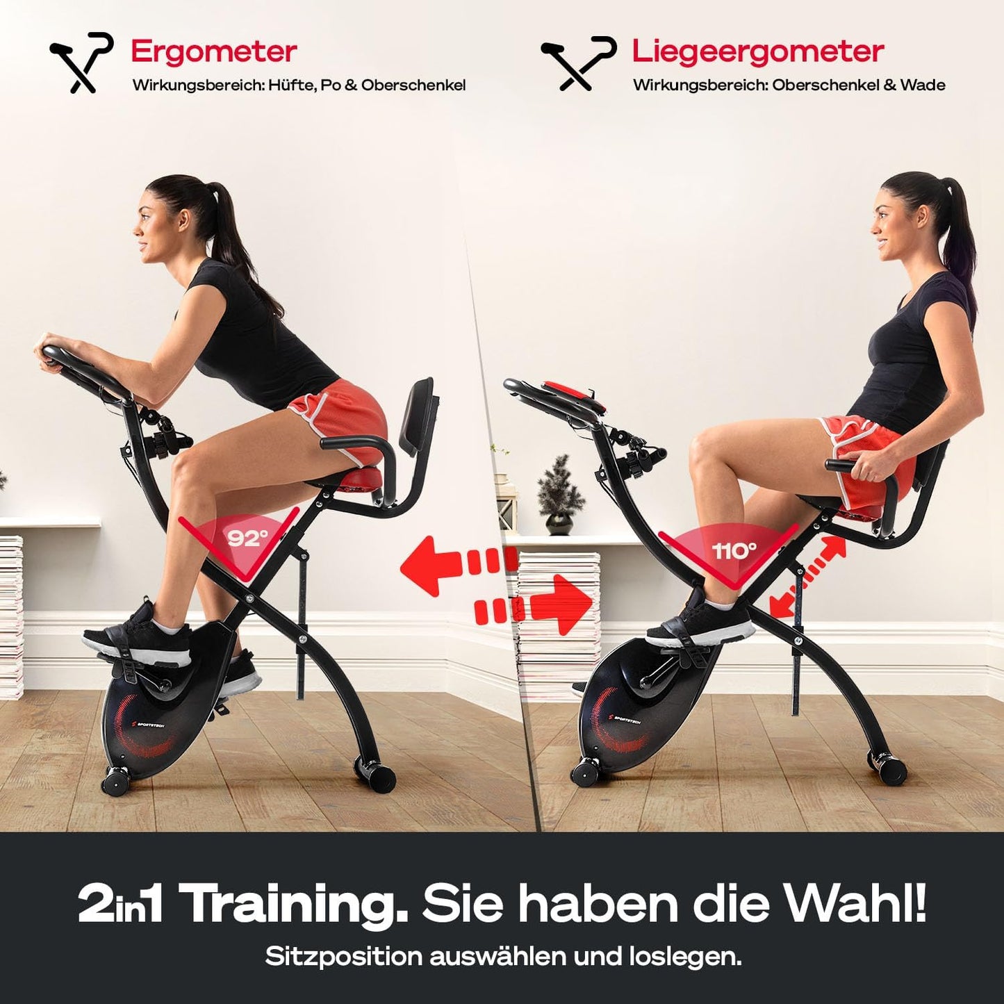 Sportstech Ergometer klappbar, Hometrainer Bike 120kg, Fitness Fahrrad, App mit Live-Kursen, X150 Bike