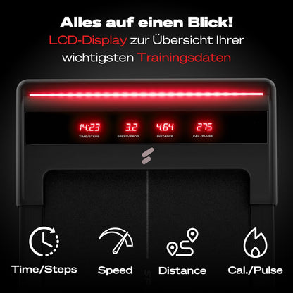 Sportstech Laufband Walking Pad, manuelle Steigung, 6-12 km/h, App, LED, Fernbedienung, kompakt, Home Office