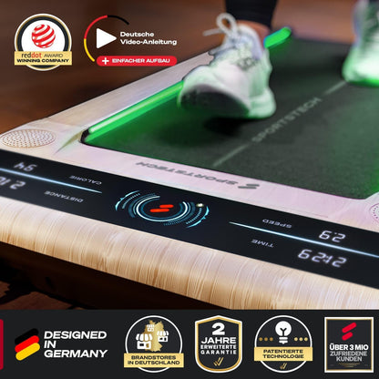 Sportstech Laufband für Zuhause, Walking Pad, 1-6km/h, geräuscharm, 120 kg, kompakt, LCD Display, App-kompatibel