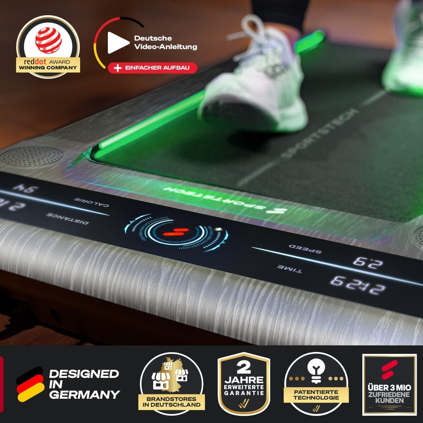 Sportstech Laufband für Zuhause, Walking Pad, 1-6km/h, geräuscharm, 120 kg, kompakt, LCD Display, App-kompatibel