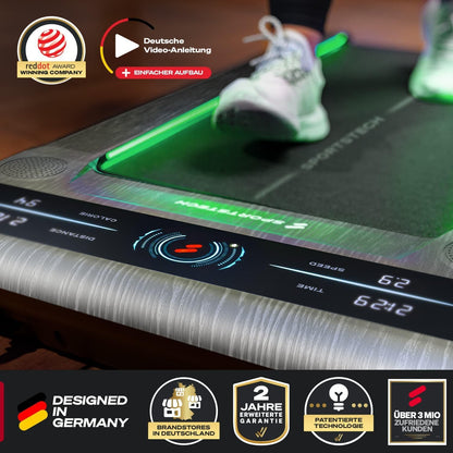 Sportstech Laufband für Zuhause, Walking Pad, 1-6km/h, geräuscharm, 120 kg, kompakt, LCD Display, App-kompatibel