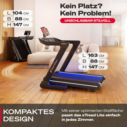 Sportstech Profi Laufband klappbar bis 20 km/h, 17% Incline, 150 kg, LED, APP-kompatibel, Tabletholder