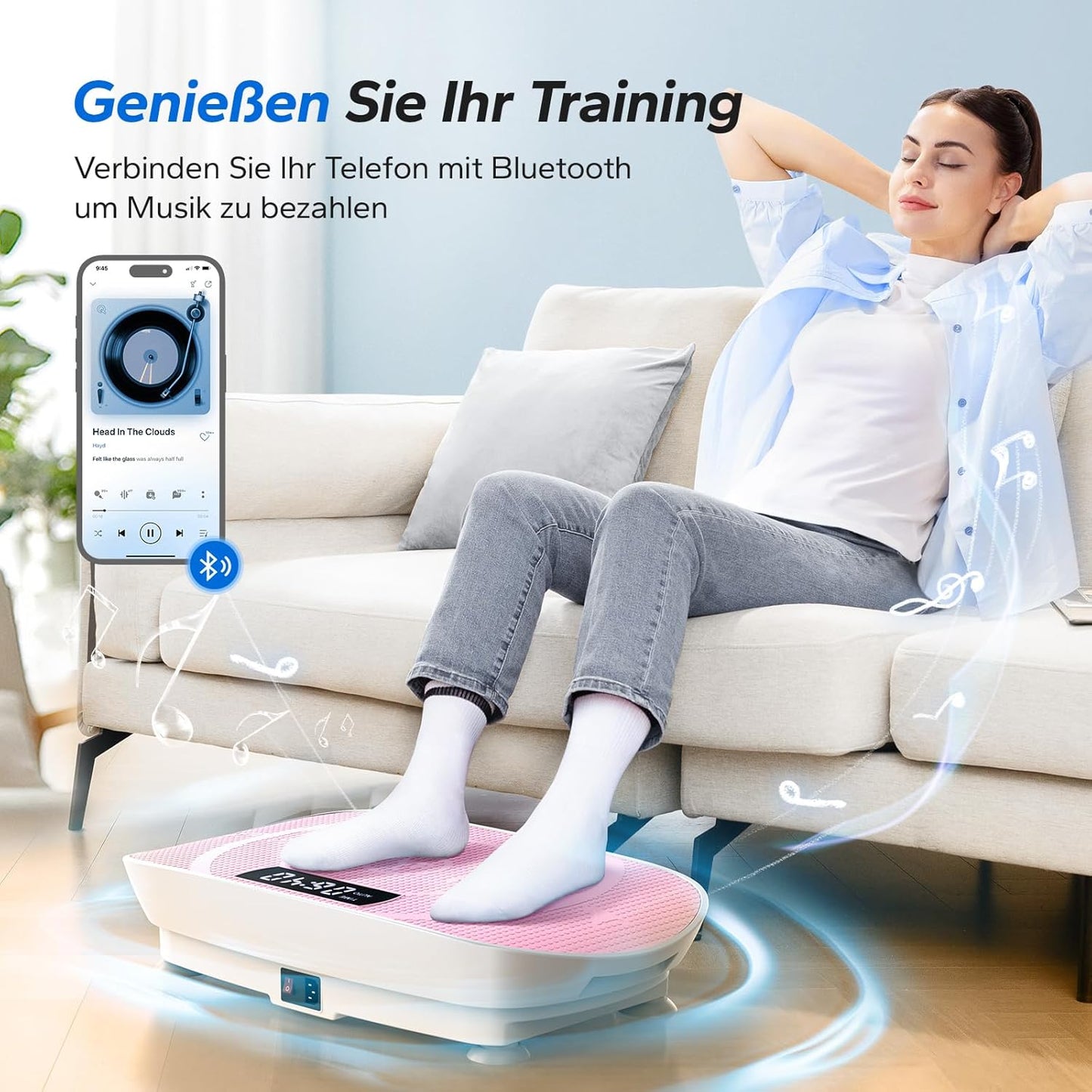 MERACH Vibrationsplatte, Ganzkörpertraining, Muskelaufbau, automatische Geschwindigkeitsregelung, Bluetooth-Lautsprecher