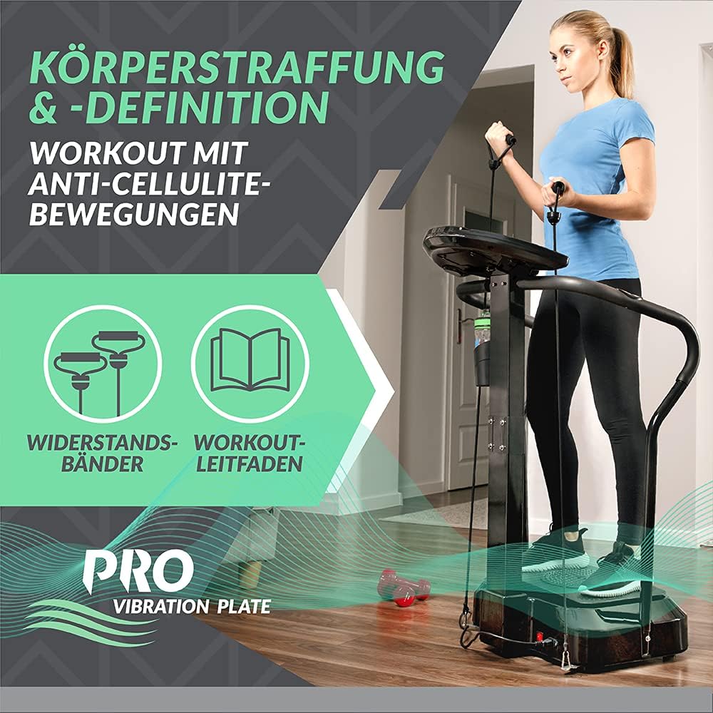 Bluefin Fitness Vibrationsplatte Pro-Modell, leise Motoren, verbessertes Design, eingebaute Lautsprecher