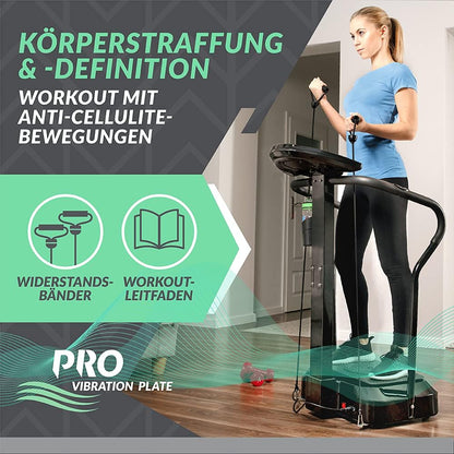 Bluefin Fitness Vibrationsplatte Pro-Modell, leise Motoren, verbessertes Design, eingebaute Lautsprecher