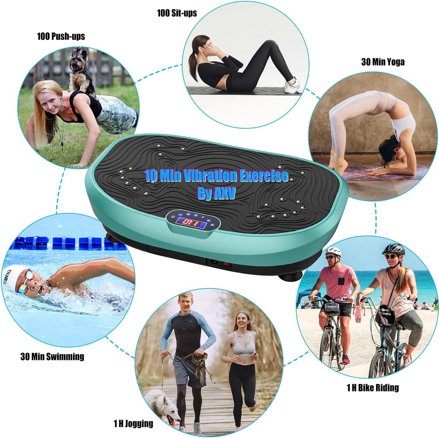 AXV Vibrationsplatte, Ganzkörpertraining, Power Fitness-Plattform, Gewichtsverlust, Formung, Toning, Home Gyms