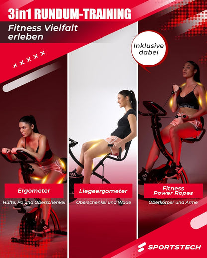 Sportstech Ergometer klappbar, Hometrainer Bike 120kg, Fitness Fahrrad, App mit Live-Kursen, X150 Bike