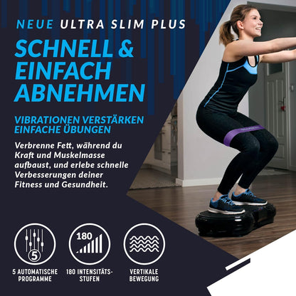 Bluefin Fitness Vibrationsplatte, Muskelaufbau, Ganzkörpertraining, Kompakt, Widerstandsbänder, Leiser Motor für Zuhause