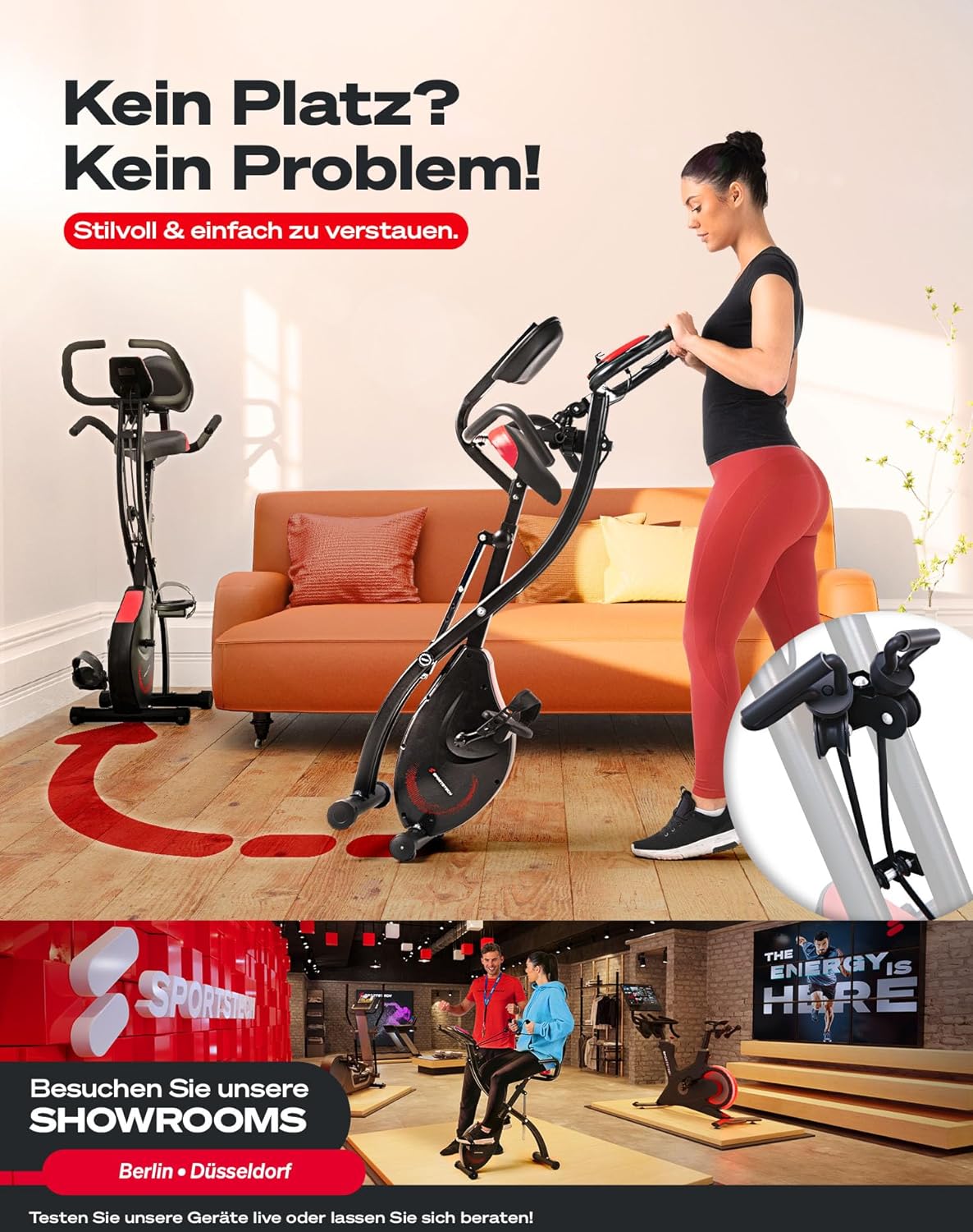 Sportstech Ergometer klappbar, Hometrainer Bike 120kg, Fitness Fahrrad, App mit Live-Kursen, X150 Bike