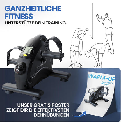 HELDENWERK Pedaltrainer Basic Set, TÜV/GS geprüft, mit Befestigungsgurt, Anti-Rutschmatte, Arm- und Beintrainer für Zuhause