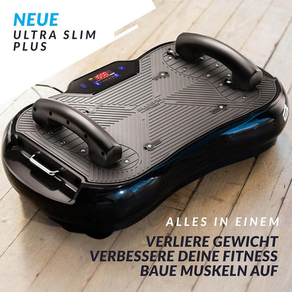 Bluefin Fitness Vibrationsplatte, Muskelaufbau, Ganzkörpertraining, Kompakt, Widerstandsbänder, Leiser Motor für Zuhause